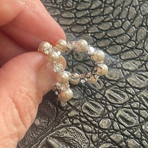 NADRI pearl and CZ Post Hoop Earring